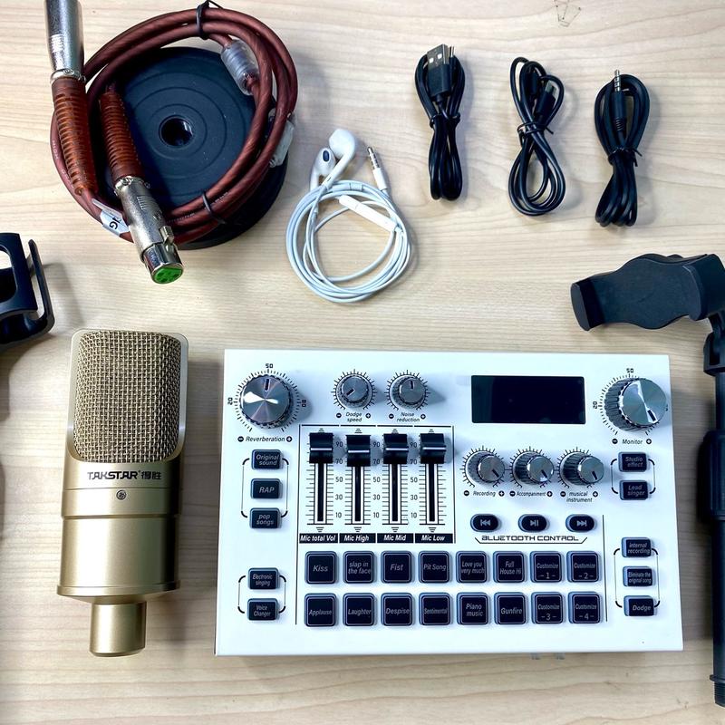 X7K200 bộ thu âm hát live mic k200 ( phiên bản 2024) kèm sound card x7 vỏ nhôm đầy đủ dây tai nghe kẹp Kem gochekultra plus