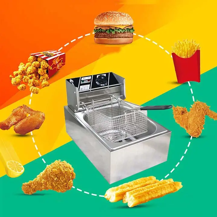 Bếp chiên nhúng điện đơn 6L chuyên đồ ăn nhanh KFC 5