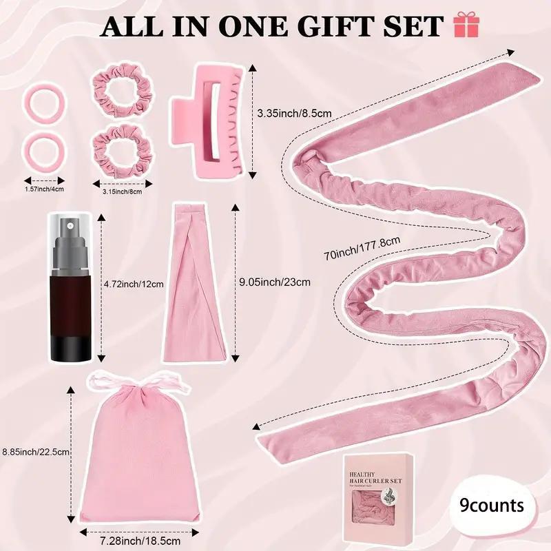 Heatless Hair Curler Set, 9 Counts/set Hair Curler Headband, Hair Styling Accessories for Women & Girls, Professional Hair Styling Tools for Daily Use 2