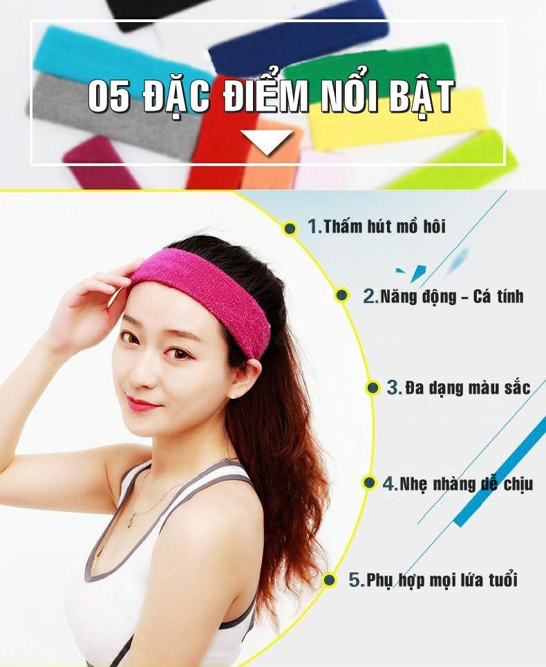 Product Introduction of Băng Đô Thể Thao Thấm Mồ Hôi, HeadBand Nam Nữ Chơi Bóng Rổ Đá Banh Tennis Chạy Bộ Cầu Lông Đạp Xe Tập Gym Bóng Chuyền 5