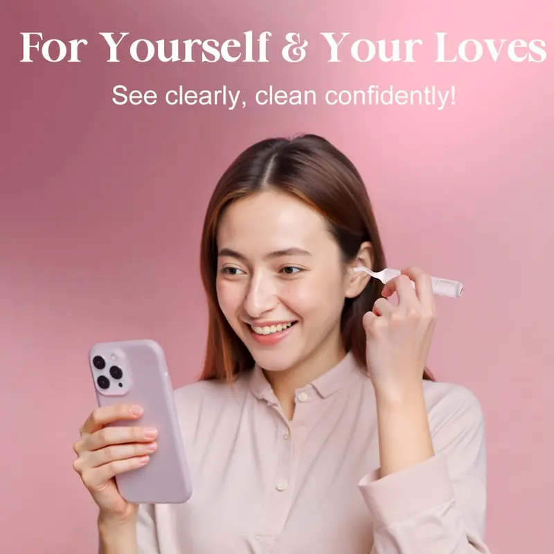 Bebird Earsight Plus Ear Wax Removal Tool Camera, Ear Cleaner with Flexible Wireless Ear Camera Otoscope, Visual Ear Pick Tweezers Wax Remover, Portable Ear Cleaning Kit for Adults, Pink 7