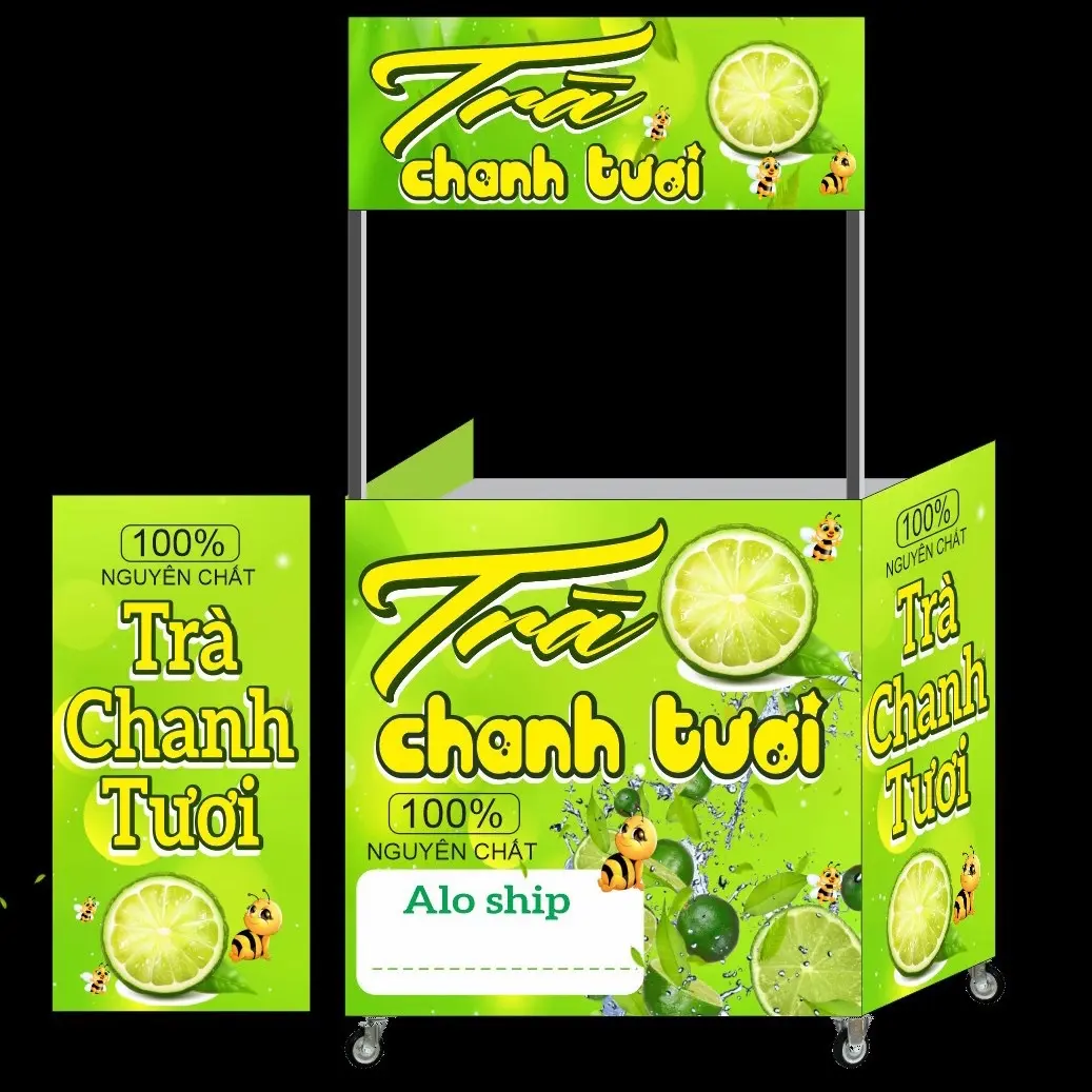 Quầy trà chanh tươi gấp gọn, trà chanh túi zip