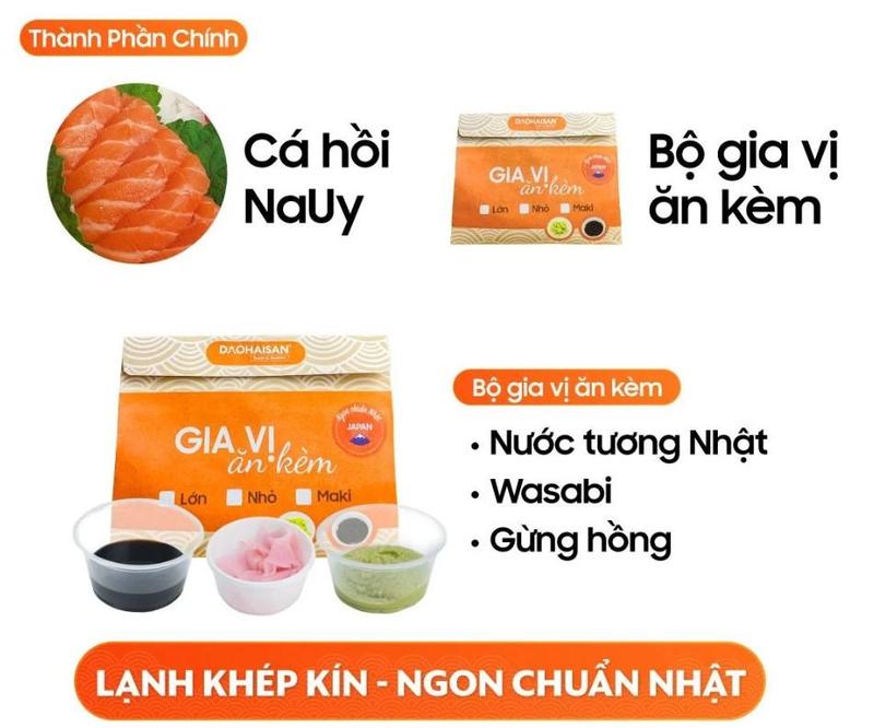 Product Introduction of [HCM - Giao 2H] Sashimi Cá Hồi 150g - 300g - 500g Tươi Ngon & Gia Vị Ăn Kèm - Đảo Hải Sản 33