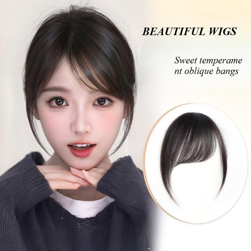 Mảnh Tóc Giả Tóc Mái Bằng Sợi Tổng Hợp, Phong Cách Ngọt Ngào Thanh Lịch, Dành Cho Phụ Nữ, Tóc Mái Giả Mini, Màu Đen Và Nâu, Dây Nối Tóc Giả, Thích Hợp Cho Bé Gái 1