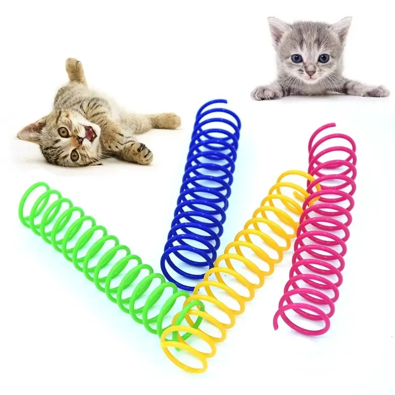 4Pcs/Bag Extended Cat Toys Color Plastic Spring Pet Cat Toys Interactive Pet Products for Cats Pet Supplies