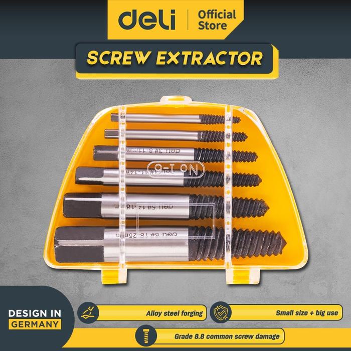 Gambar Deli Tools Mata Bor Ulir Screw Extractor 6 Ukuran M3 - M25 DL002X - M3-M18 dari Deli Tools Official Kab. Tangerang Tokopedia