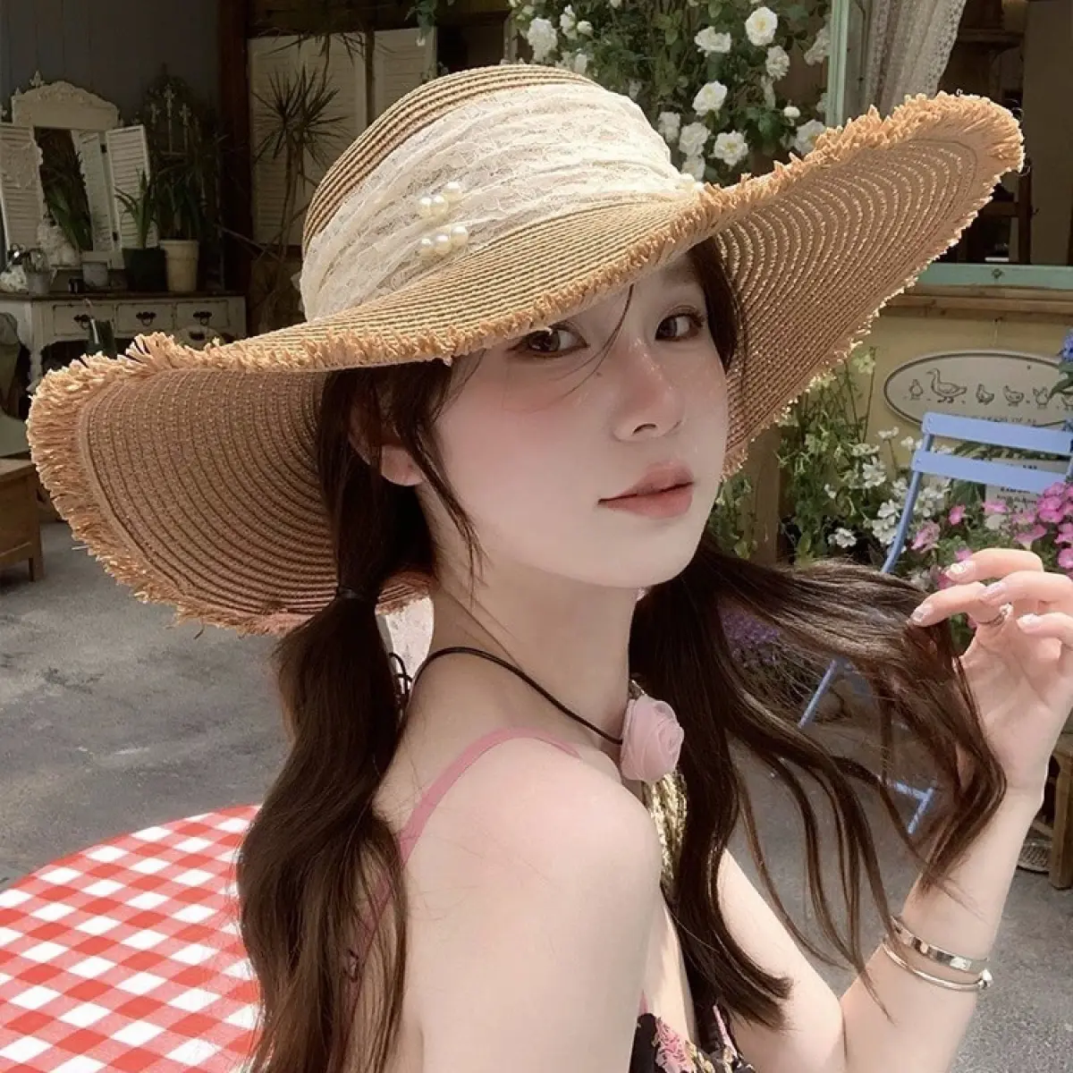 Mũ Rơm Dệt, Thiết Kế Ngọt Ngào Dành Cho Phụ Nữ Vào Mùa Hè, Phong Cách Đi Kỳ Nghỉ Bờ Biển Pháp, Vành Lớn, Chống Nắng, Phụ Kiện Thời Trang, Sản Phẩm Mới Bán Chạy