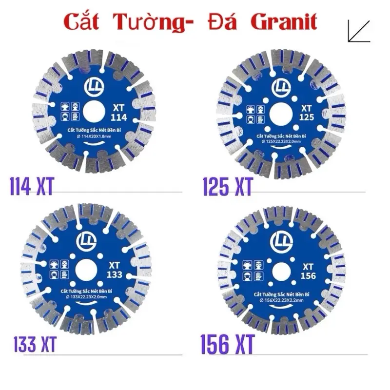 Lưỡi Cắt 114 125 133 156 LL Cắt Đá Granit Cắt rãnh tường bê tông Sắc Nét Bền Bỉ