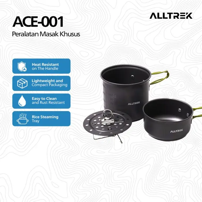 ALLTREK Alat Masak Outdoor ACE001 Nesting + Steamed Tray Cookware 0