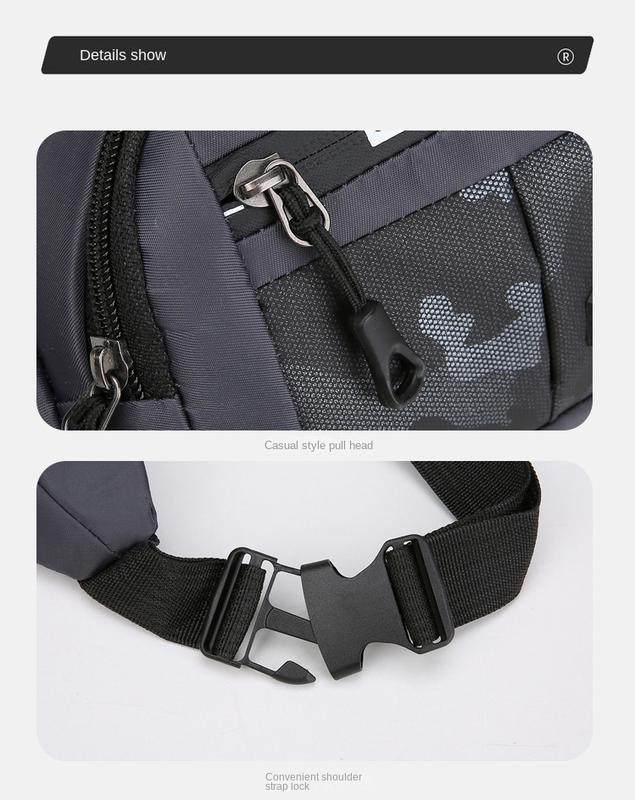 Product Introduction of Solid Color Men Chest Bag Outdoor Sports Waist Pack For Boys Multi Layered Design Crossbody Bags 21