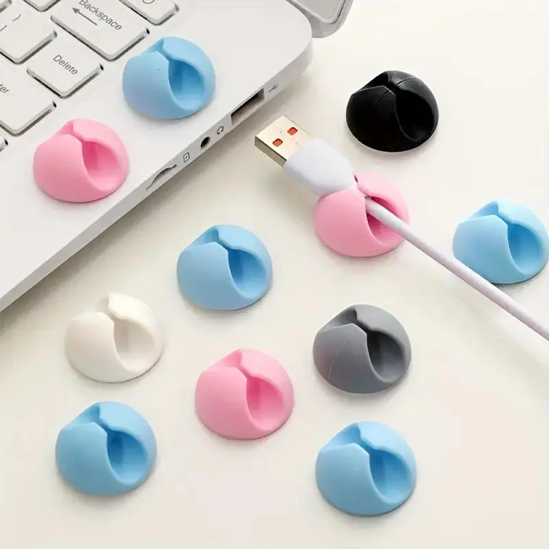 Cable Management Clip, 10pcs/set Desktop Cable Holder, Charging Data Headphone Cable Organizer for Home Office Bedroom 3