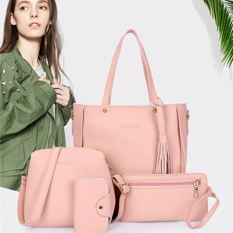 Bộ Túi Xách, 4 Chiếc, Dành Cho Nữ, Da PU, Túi Đeo Vai, Túi Cho Mẹ, Túi Đeo Một Bên Vai, Túi Xách