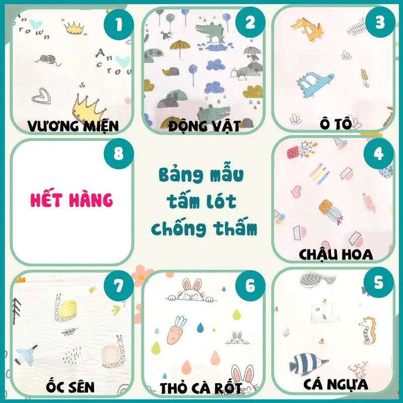 Tấm lót chống thấm cho bé gồm 4 lớp, miếng lót em bé có thể giặt được kích thước  50x70cm 1