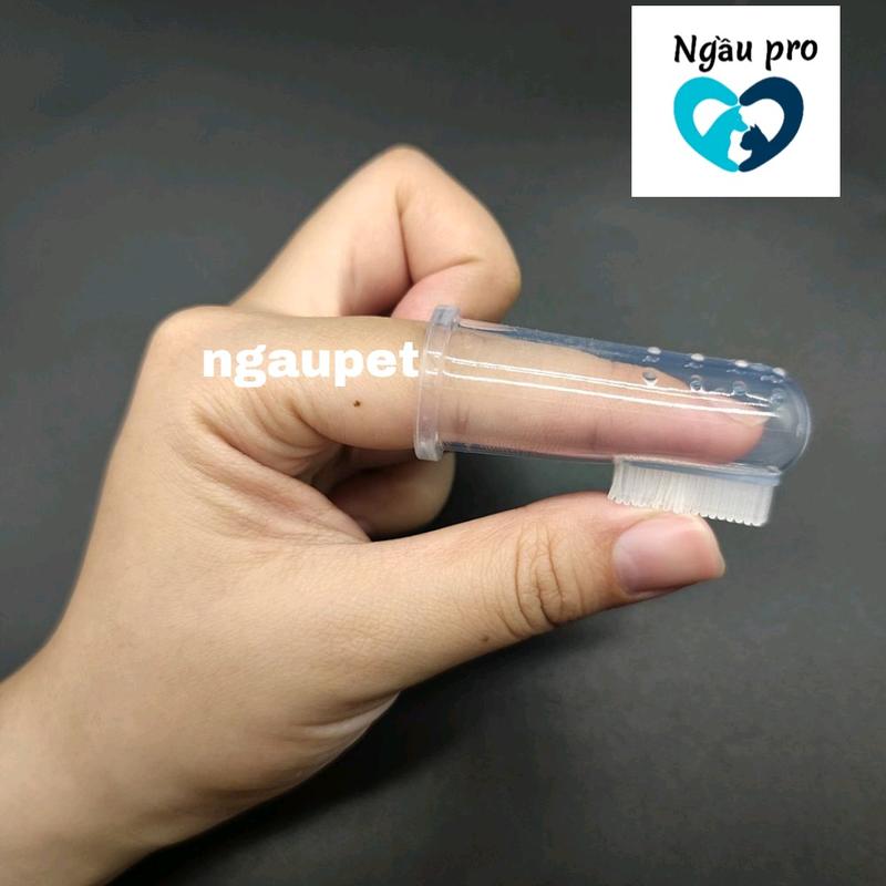 Bàn chải đánh răng cho chó mèo mềm xỏ ngón tay bằng silicon kèm hộp xịn xò Ngaupet 5