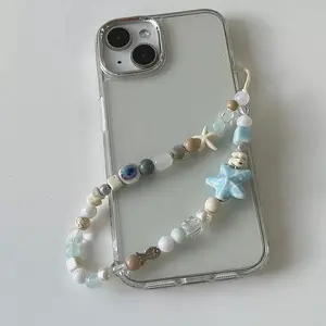 【FERDY】Rantai Ponsel Bintang Biru Angin Laut Musim Panas, Tali Kamera Kecil Segar, Tali Anti Hilang DIY