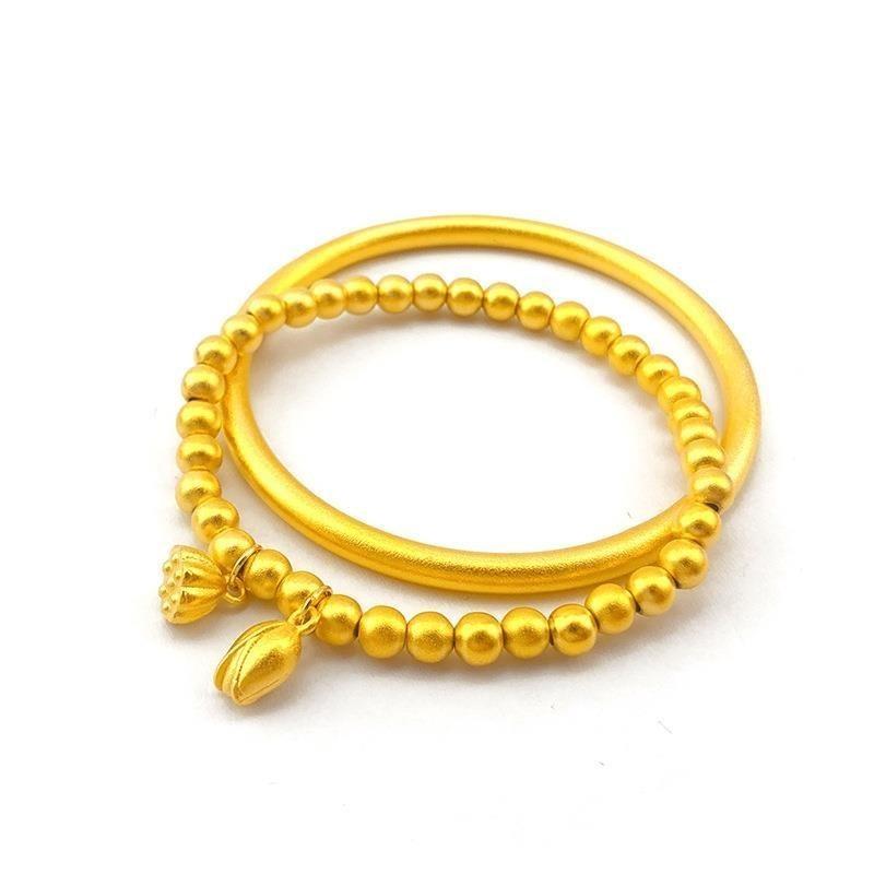 Vòng Tay Hoa Sen, Mạ Vàng Placer, Dành Cho Phụ Nữ, Mạ Vàng 916, Phụ Kiện Thời Trang, Mạ Vàng 24K, Vòng Tay Vàng Thời Trang Bangkok 8