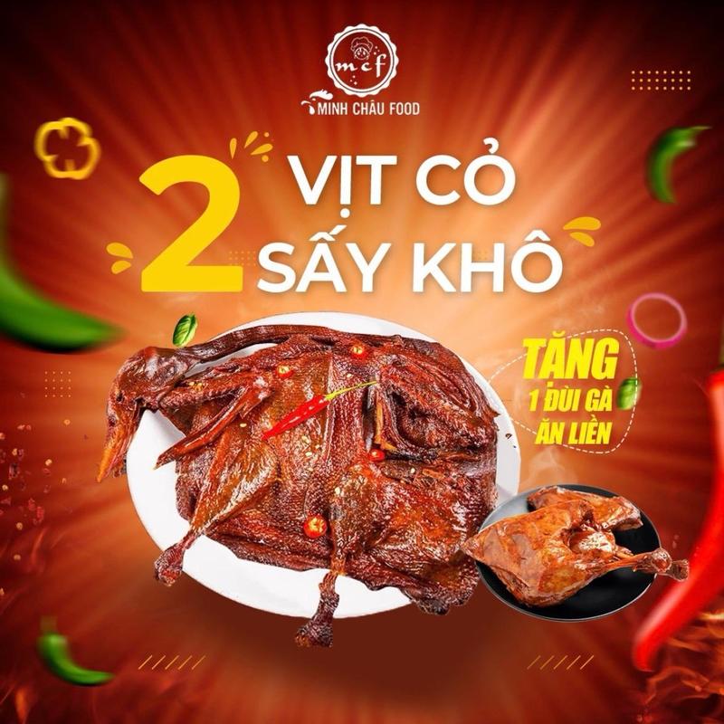 Combo 2 vịt cỏ sấy+1 đùi gà sấy khô - Vịt cỏ sấy khô sốt cay by Minh Châu Food đồ ăn vặt giá rẻ đồ nội địa ngon Snack
