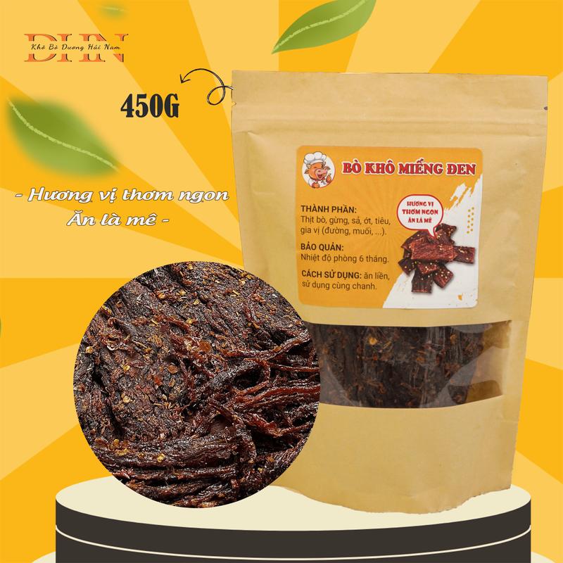  Bò Khô Đen Miếng Gói 450g - Dòng Bò Khô Mềm - Vị cay nhẹ - Phù hợp mọi lứa tuổi - Đồ ăn vặt snacks 
