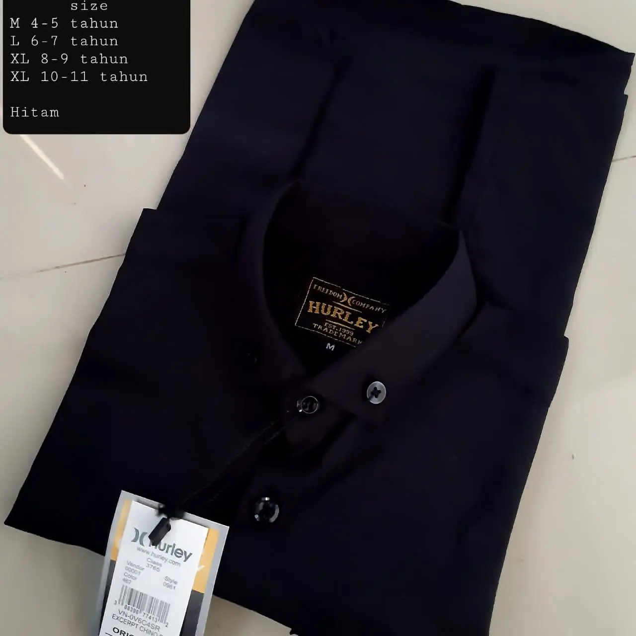 Kemeja Anak Laki Laki Lengan Pendek Warna Hitam Fashion