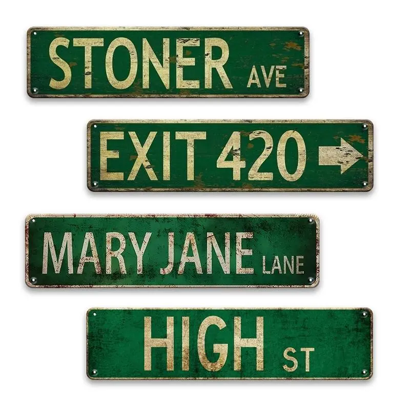 Vintage Letter Pattern Street Road Sign, 1 Count Waterproof Metal Tin Sign, Wall Decor for Home, Restaurant, Bar, Cafe, Garage