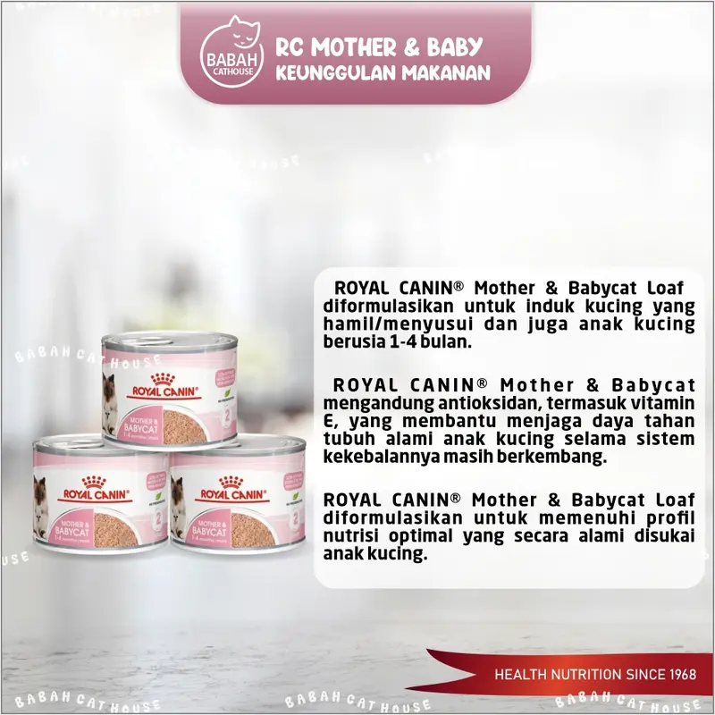 KALENG 195gr ROYAL CANIN MOTHER AND BABY CAT Wet Food Rc Kitten Pouch Makanan Kucing Basah Untuk Induk Anak Bayi Baru Lahir Anakan Menyusui Umur Usia 0 1 2 3 Bulan Can Hair & Skin Kiten Dr 1
