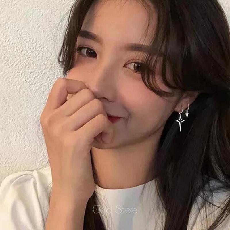 Bông tai, Khuyên tai nam nữ thép không gỉ dáng thả thiết kế hình ngôi sao chữ thập độc đáo, Cá tính, Unisex, 1 chiếc 8