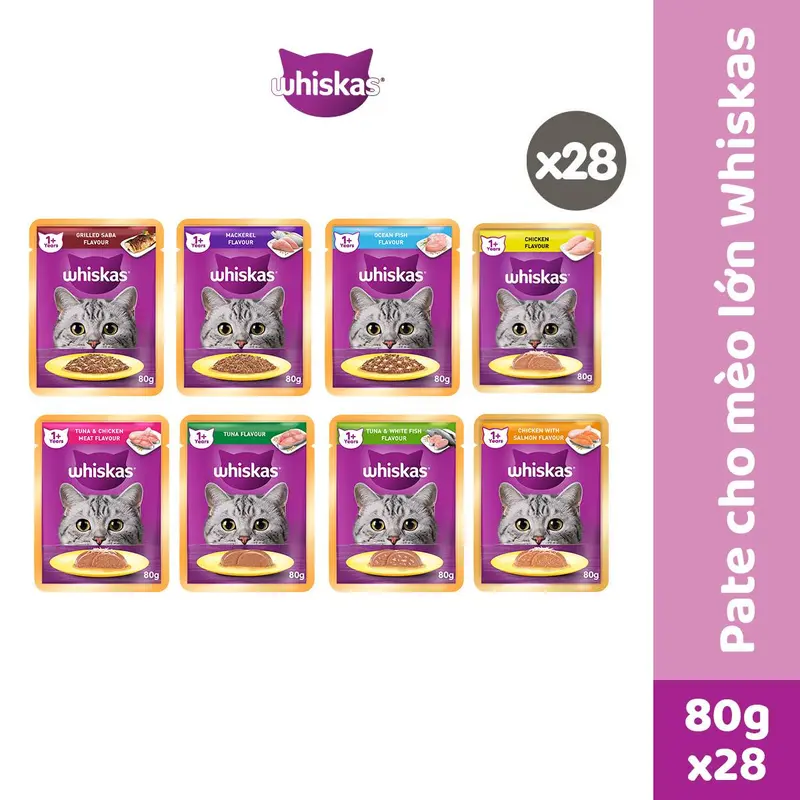 Thùng Thức Ăn Cho Mèo Lớn Dạng Sốt Pate WHISKAS - 28 gói 0
