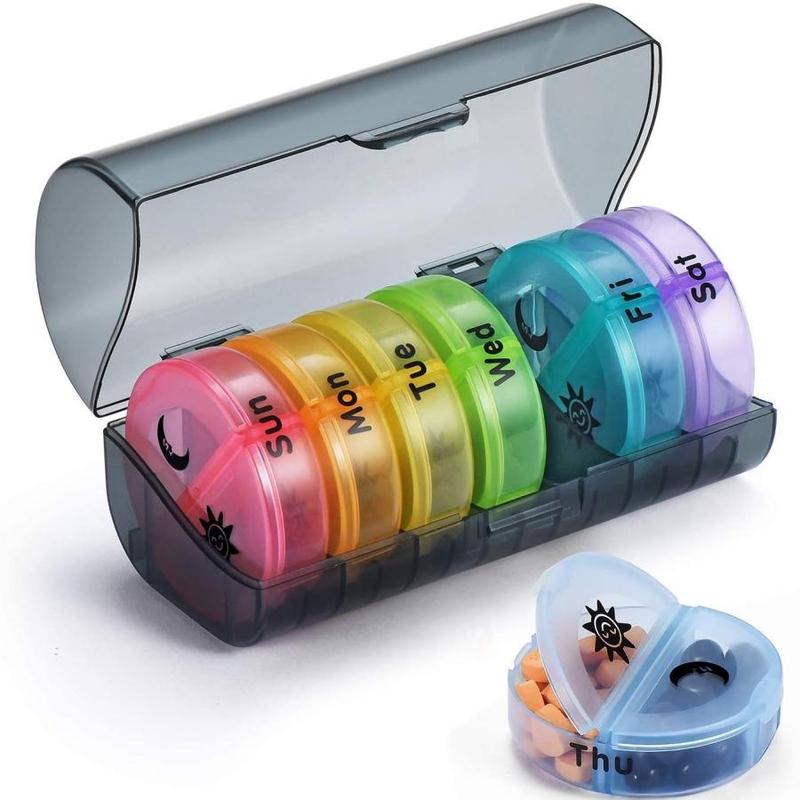 Weekly Pill Organizer, 7-day Large Capacity Pill & Vitamin Storage Box, Summer Essentials Portable Pill Box for Travel & Home Use, Organizer Storage 3