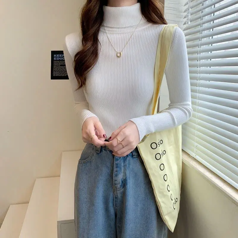 Áo len tăm cổ lọ 7cm dài tay dáng ôm body giữ nhiệt co dãn cho nữ Women áo  len áo  len Top Nhung 7
