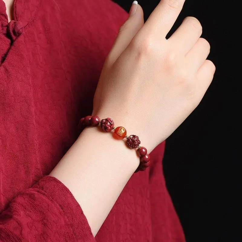 2025 Zodiac High and Low Containment Cinnabar Bracelet Birth Year Three Harmony Six Harmony Bracelet Good Luck