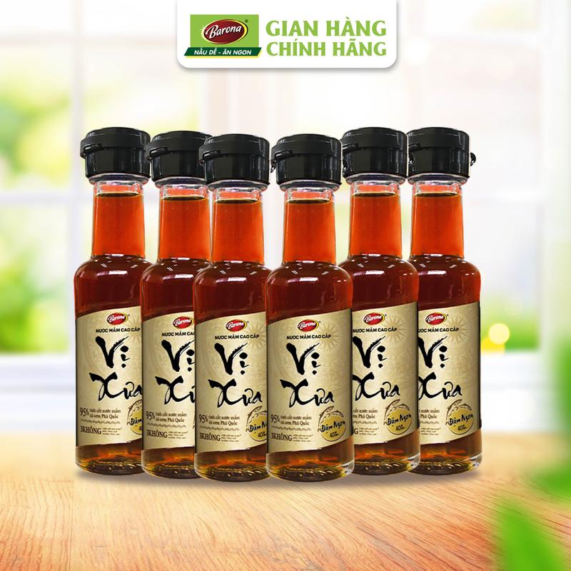 Combo 1 lốc (6 chai) Nước Mắm Cao Cấp Vị Xưa Barona 40N 50ml