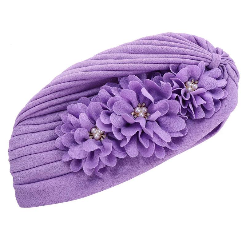 Product Introduction of Fashion Women Diamonds Flower Turban Cap Soild Color Muslim Headscarf Bonnet Inner Hijabs Arab Head Wraps Hat 21