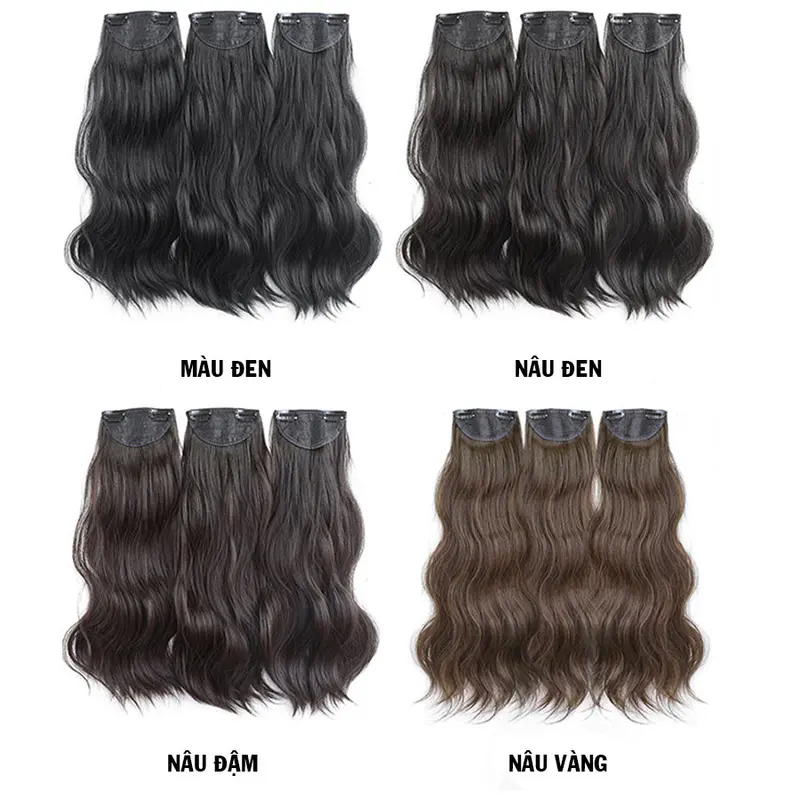 Tóc kẹp phím 3 sét xoăn sóng nước- Tóc giả kẹp phím- Kẹp phồng chân tóc Women 7