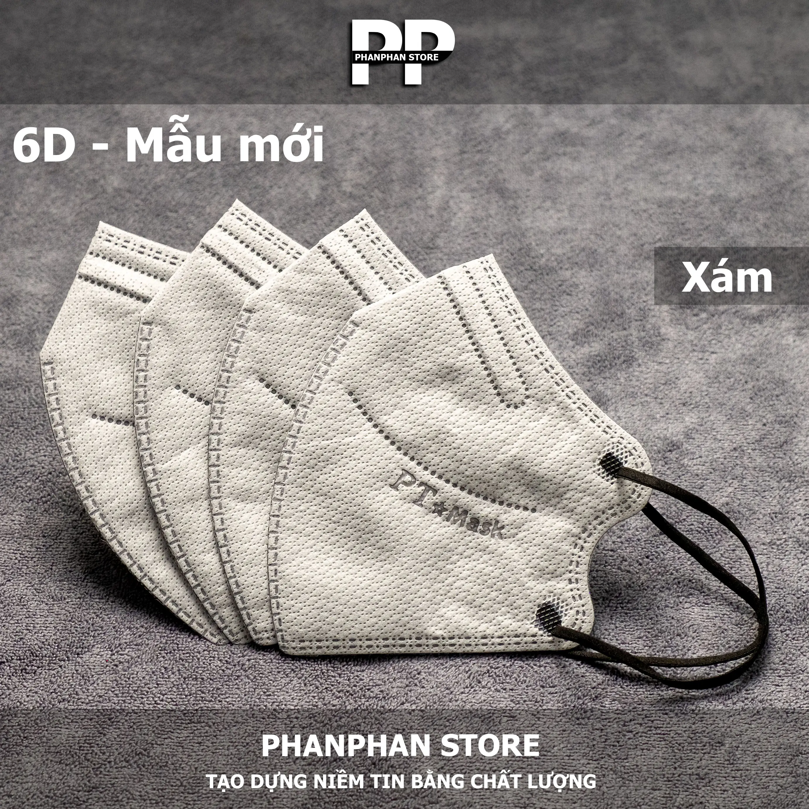 100c Khẩu trang 6D Pt Mask 4 lớp, size cho mặt nhỏ từ 45-55kg - Che phủ tốt, chống bụi mịn, khẩu trang chống nắng tia uv Phụ Kiện Accessories Che Mặt Nam