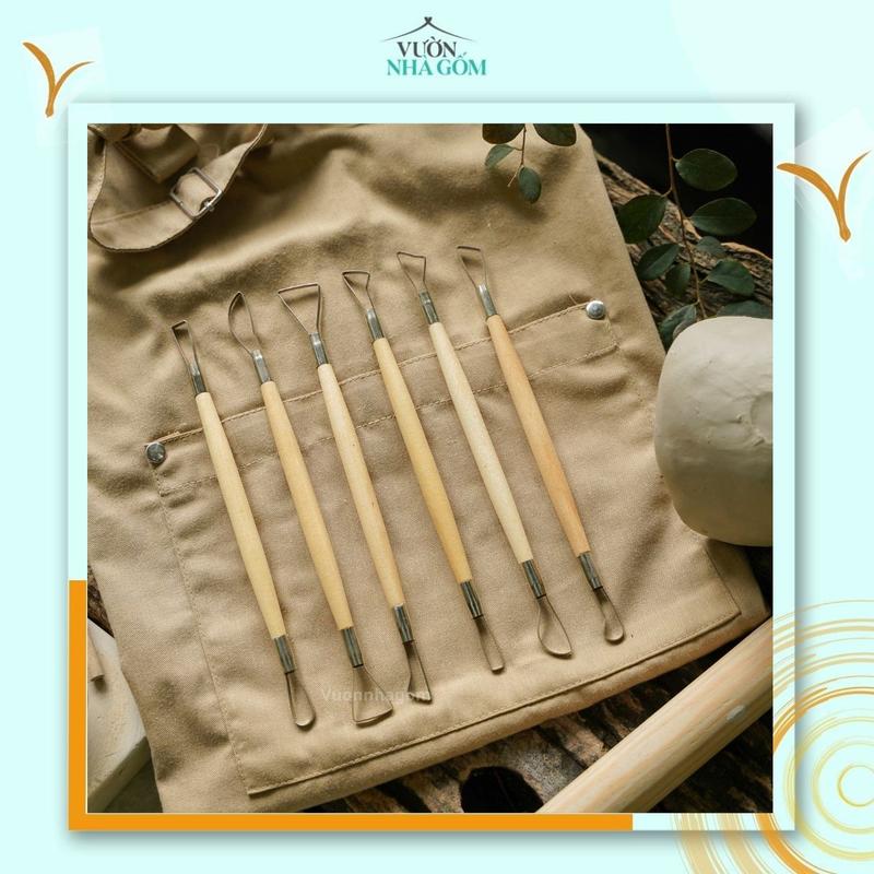 Set 6 dụng cụ làm gốm bán chuyên, dụng cụ tạo hình đất set- Vườn Nhà Gốm 3