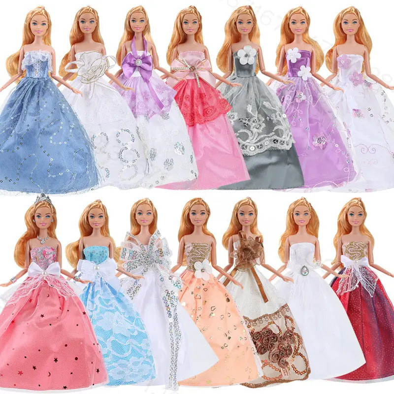 [Only Dress] 30cm Doll Dress Up Princess Dress Wedding Dress Girls Playing Family Tail Dress