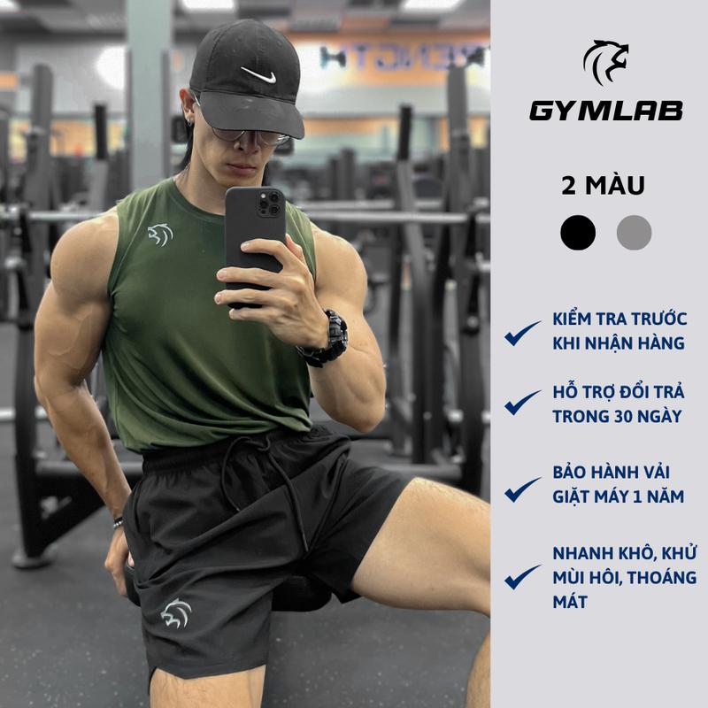 Quần đùi nam tập gym, chạy bộ thể thao Gymlab form 6 inch trên gối vải gió thoáng mát 7