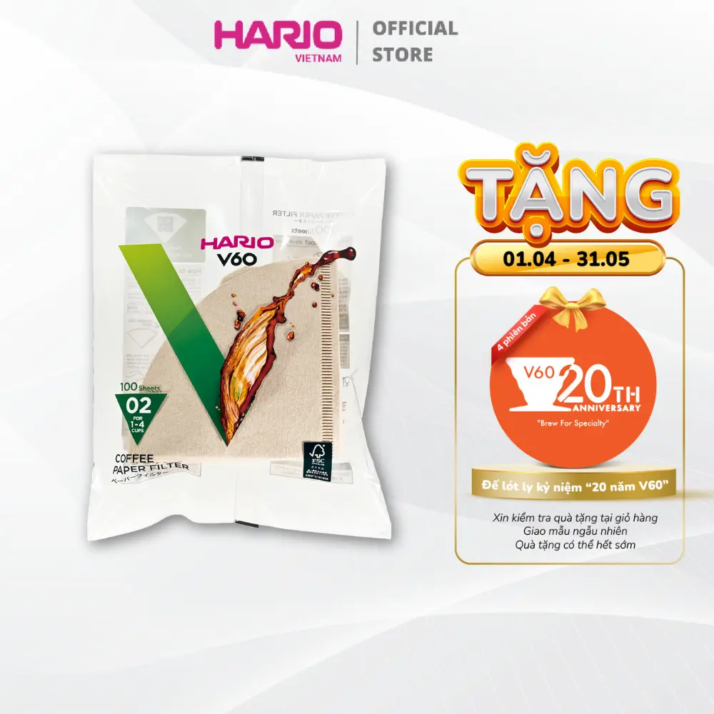 Giấy Lọc Cà Phê Hario V60 Paper Filter VCF - 01&02 - 100W 100 Tờ