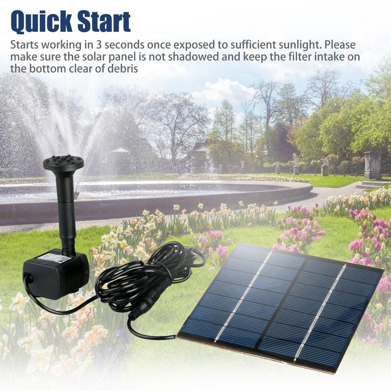 Product Introduction of Bộ Đài Phun Nước Năng Lượng Mặt Trời, 1.2W, 200L / H, Bộ Bơm Nước Nổi Chìm, Thích Hợp Cho Bồn Tắm Chim, Ao, Hồ, Trang Trí Sân Vườn Ngoài Trời, Bộ Đài Phun Nước Cảnh Quan 47