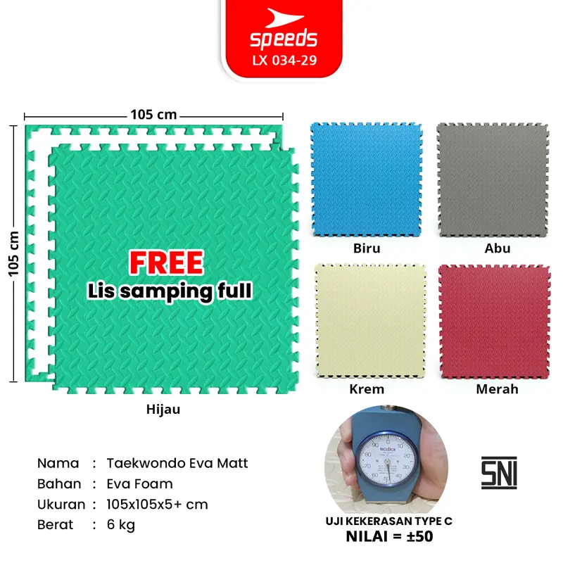 SPEEDS Matras Takewondo Tebal Bela Diri Eva Puzzle Karate Mat 5cm Muaythai Karate Matras Evamat Bela 034-29 1