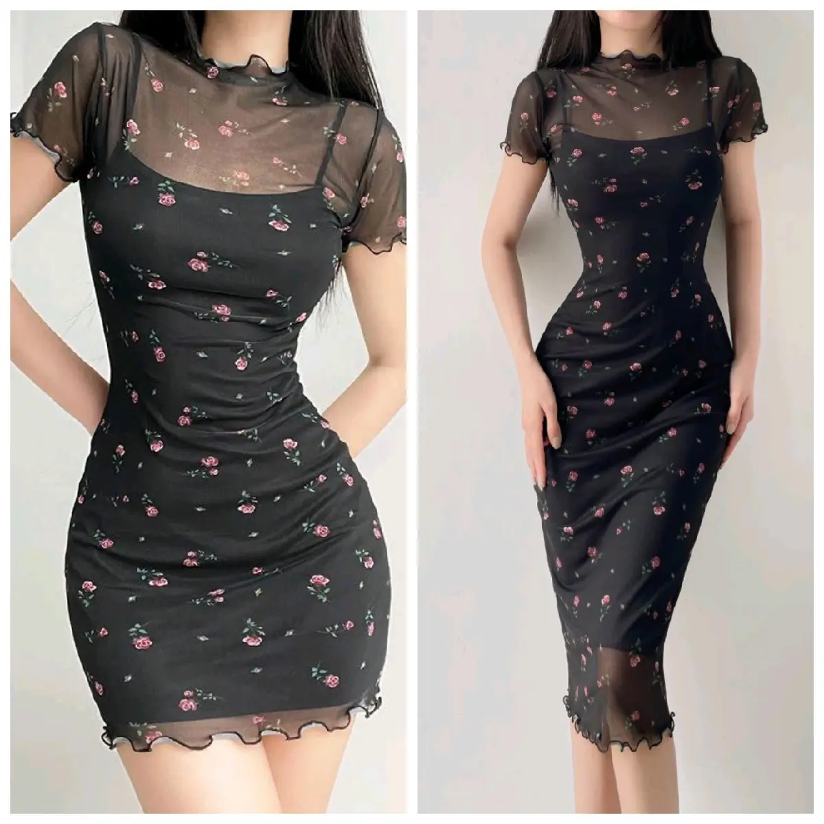 ĐẦM BODY VOAN LƯỚI DẬP HOA 2 LỚP XINH NHƯ HÌNH BIGSIZE