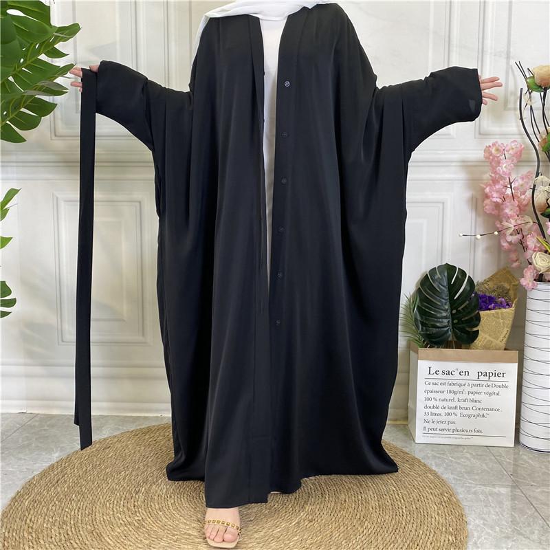 Product Introduction of 2022 New Middle Eastern Dubai Hot Style Solid Color Tie Button Cardigan Robe 1923 25
