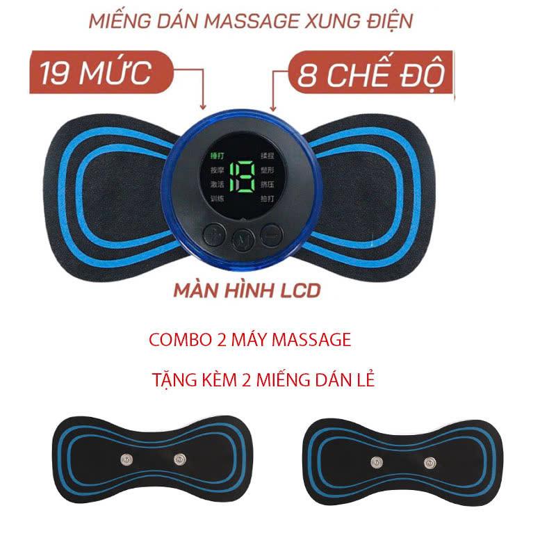 Combo 2 Máy Massage Cổ EMS 8 Chế Độ 19 Cường Độ Massage Tặng Kèm 2 Miếng Dán Lẻ Thay Thế