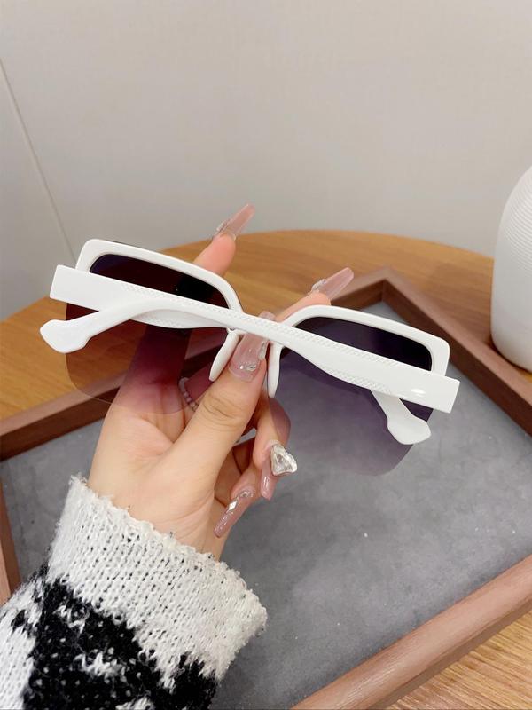 Unisex Vintage Frameless Square Sunglasses, Trendy Sunglasses for Everyday Use, Fashion Accessories for Outdoor Activities 8