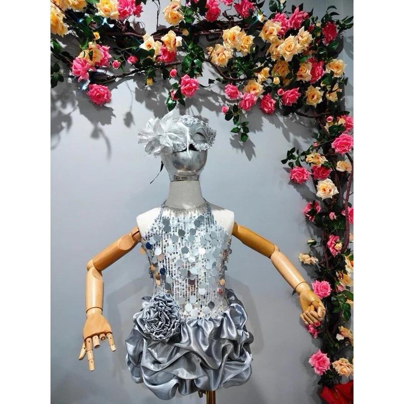 Váy đầm dự tiệc cho bé hàng thiết kế kèm mặt nạ cho bé đầm hoá trang đầm đi diễn lấp lánh đầm halloween cho bé gái