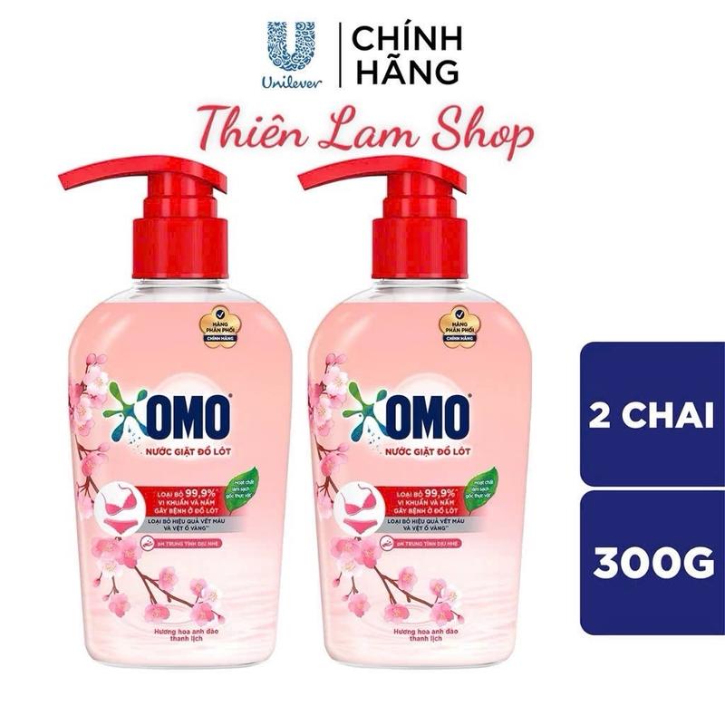 Combo 2 chai Nước Giặt Đồ Lót chuyên dụng OMO Hương Hoa Anh Đào Thanh Lịch - Chai 300g - Làm Sạch( nuoc  giat do lotomo )