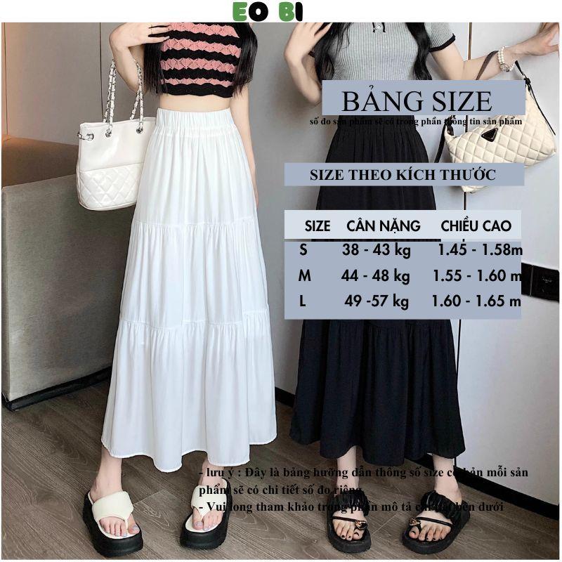 Chân váy tiểu thư xoè dáng dài, Chân váy lưng thun cạp thiết kế 3 tầng xinh xắn kiểu dáng ulzzang - EOBI Nữ Women 8