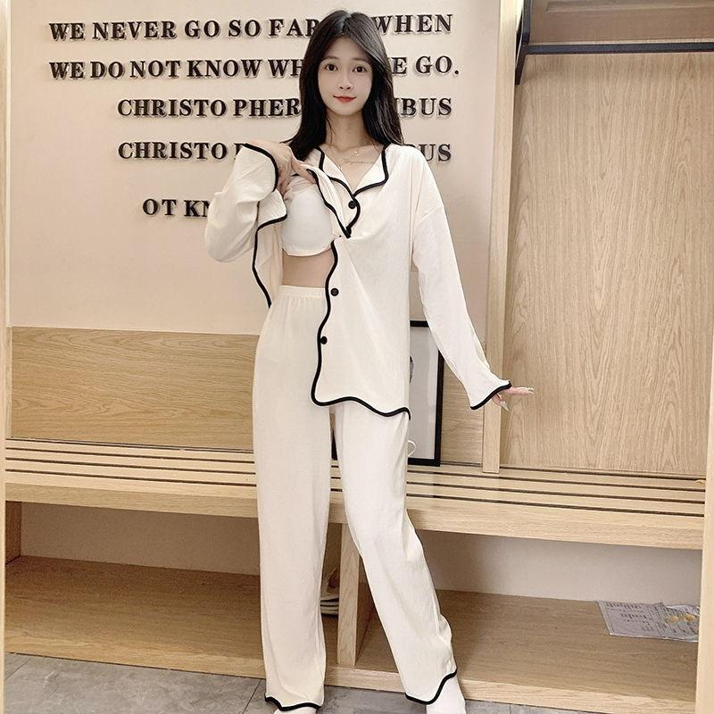 Product Introduction of Pajamas Loungewear with Chest Pads Women's Winter Cardigan Long Sleeve Long Pants Cartoon Cute Wearable Loungewear Set 15