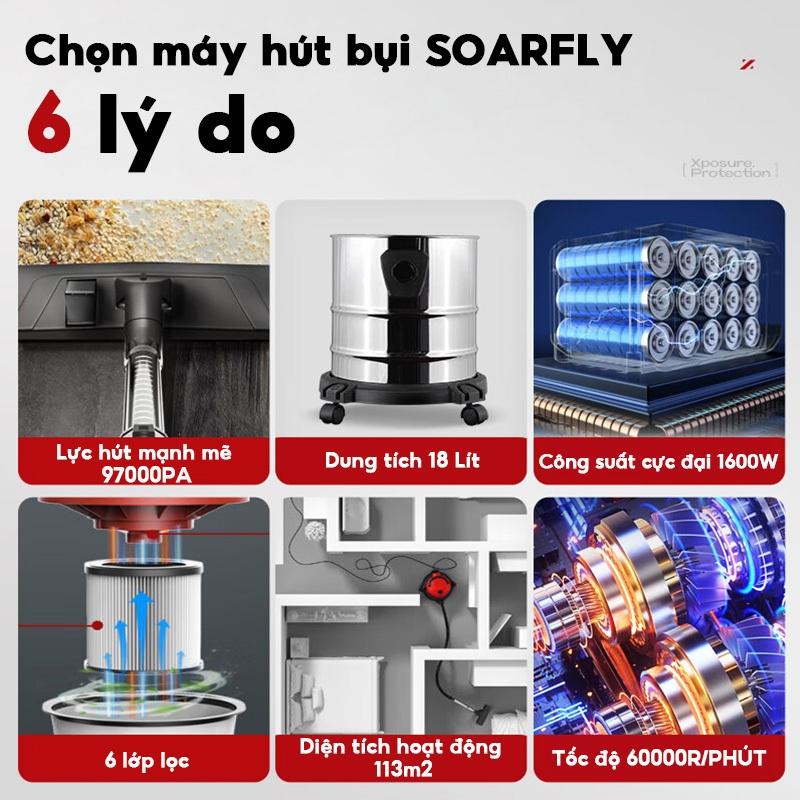 MODOFO 3 trong 1 Máy hút bụi ướt và khô công nghiệp 15/18 L 1800W 3