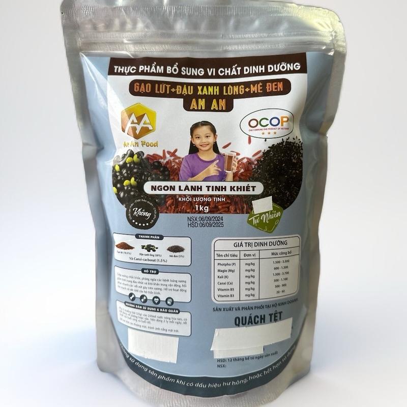 deal hời [1kgXL] Túi Bột Gạo Lứt , Đậu Xanh Lòng , Mè Đen , bột gạo lứt ANAN food , ngủ cốc lượng đường thấp , hữu cơ , tự nhiên Chua